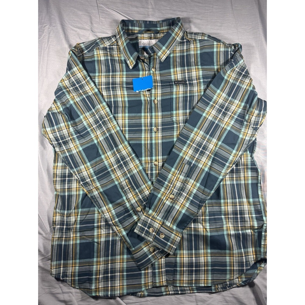 Columbia Men's Vapor Ridge III Blue Plaid Long Sleeve Shirt Size Large NWT